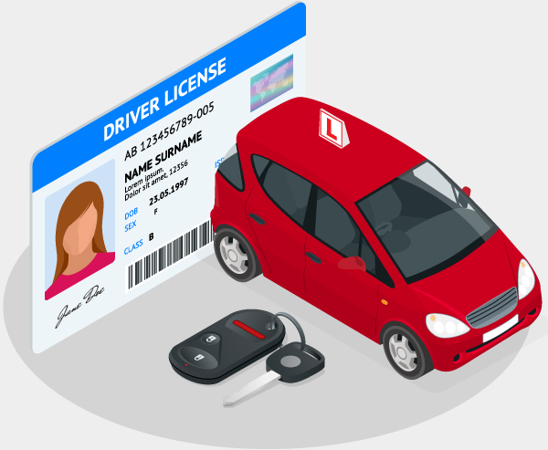 Illustration of a learner driver car