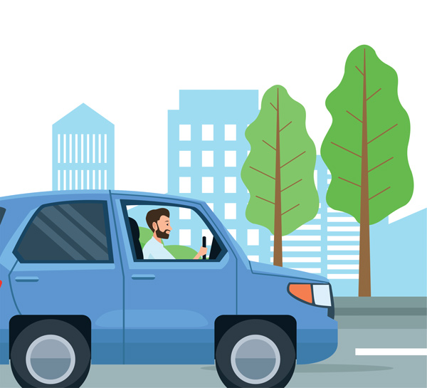 An illustration of a person driving